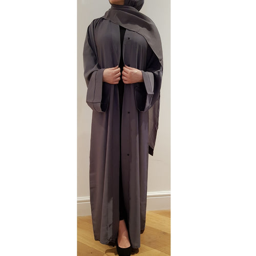 OPEN ABAYA DARK GREY - Husna Collections