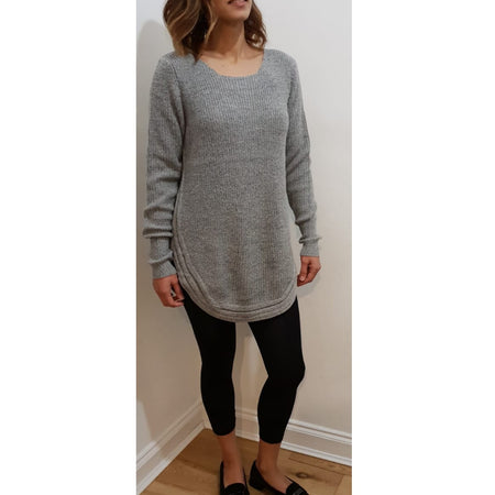 HIGH LOW BATWING TOPS LIGHT GREY
