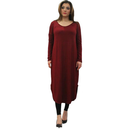 FLOATER DRESS BURGUNDY - Husna Collections