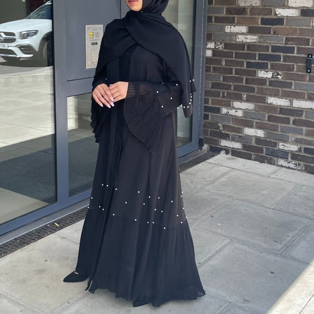 AYLA OPEN ABAYA WITH POCKET BEIGE