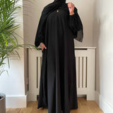 RIBBED WINTER ABAYA BLACK