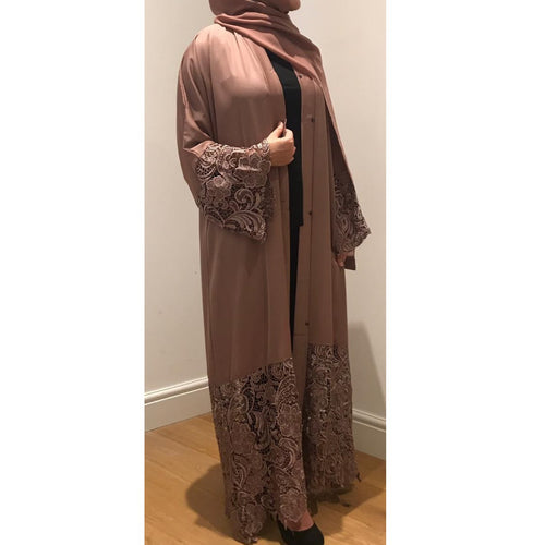 AMBER LACE ABAYA BEIGE