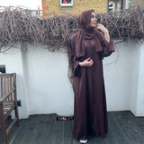OPEN ABAYA DARK BROWN