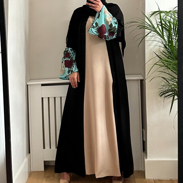FLORAL BLOSSOM ABAYA TURQUOISE