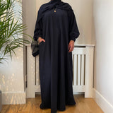 RIBBED WINTER ABAYA NAVY