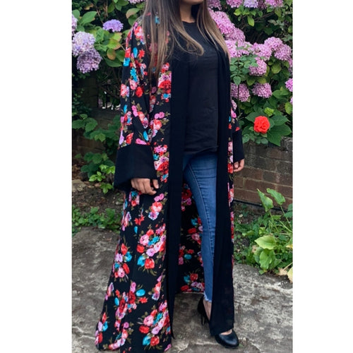 FLORAL MIX KIMONO BLACK