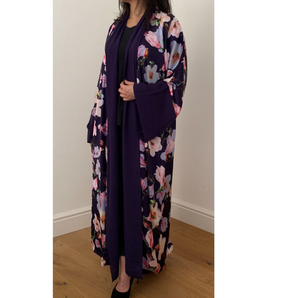 FLORAL KIMONO DARK PURPLE