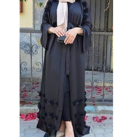 AYLA OPEN ABAYA WITH POCKET BEIGE