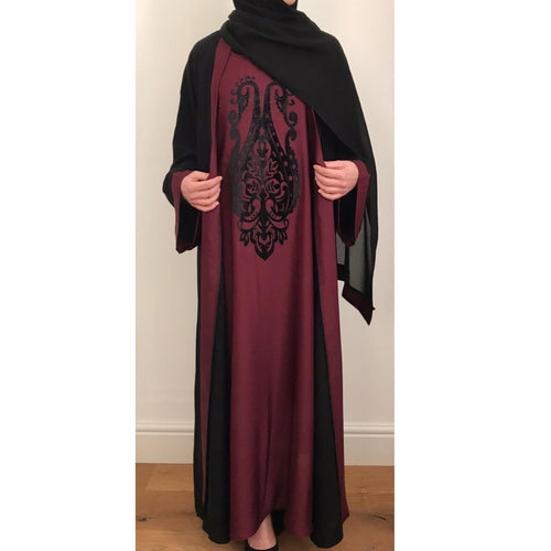 2 IN 1 NOORA ABAYA DARK MAROON