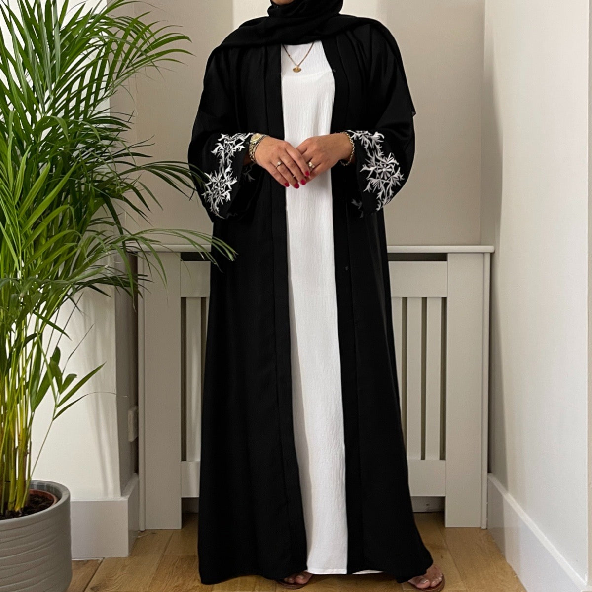 White Embroidered Abaya main image 0