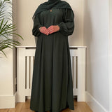 RIBBED WINTER ABAYA FOREST GREEN