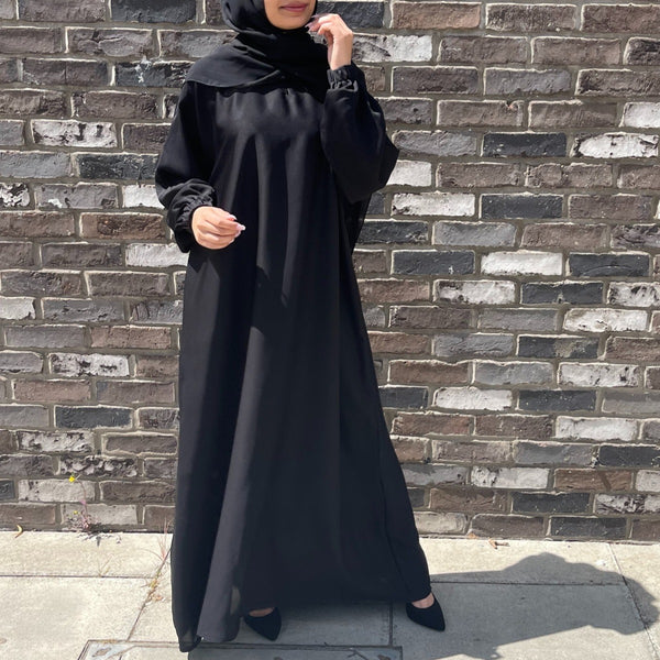 ELASTIC CUFF FLARED ABAYA BLACK