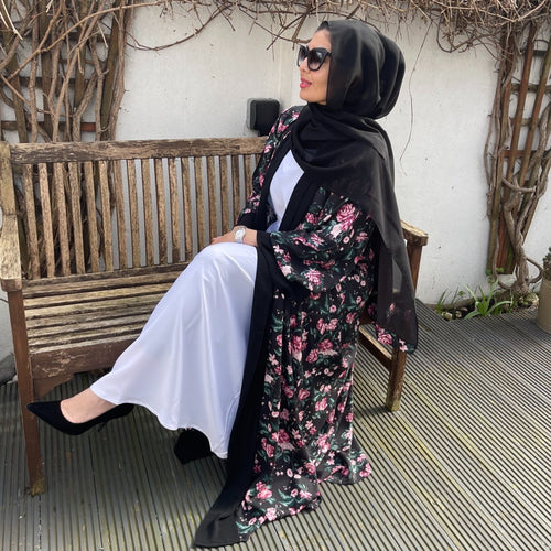 FLORAL PRINT KIMONO BLACK