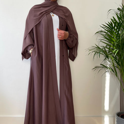 AYLA OPEN ABAYA WITH POCKET MAUVE