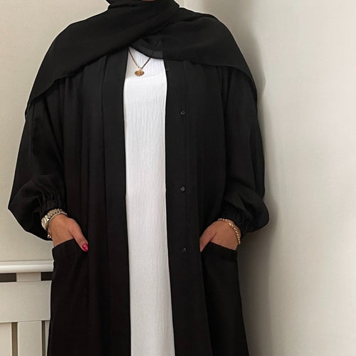 BLACK 2 POCKET ESSENTIAL ABAYA