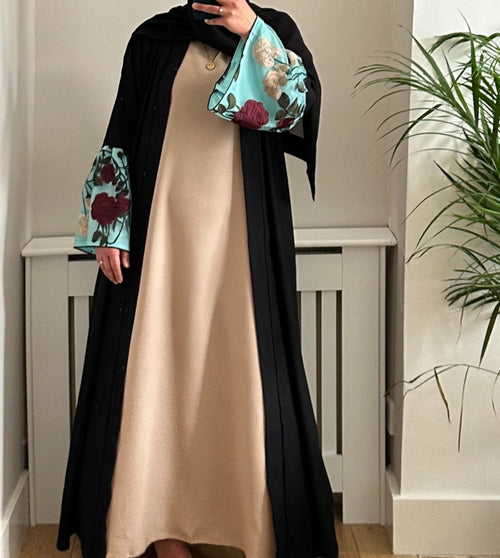 FLORAL BLOSSOM ABAYA TURQUOISE