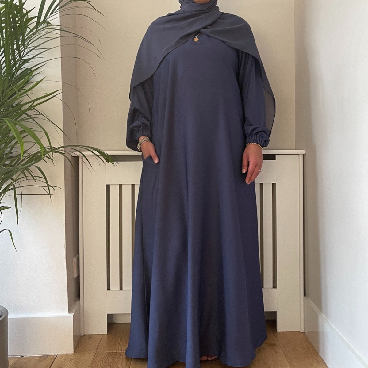 LIYAN ABAYA DENIM BLUE – Husna Collection