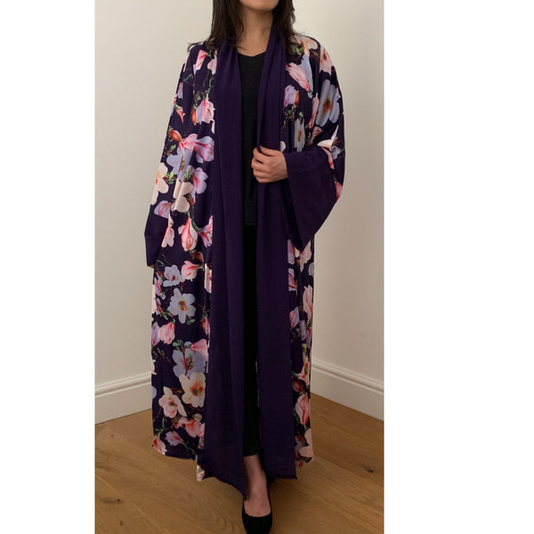 FLORAL KIMONO DARK PURPLE