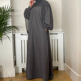 RIBBED WINTER ABAYA GREY