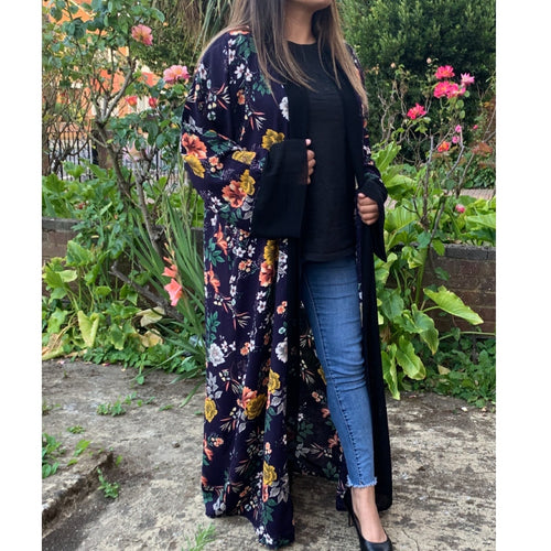 FLORAL MIX KIMONO NAVY