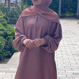 ELASTIC CUFF FLARED ABAYA BEIGE