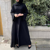 CASUAL PLAIN BELL SLEEVES ABAYA BLACK