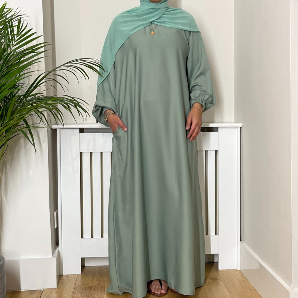 LIYAN ABAYA DUCK GREEN – Husna Collection